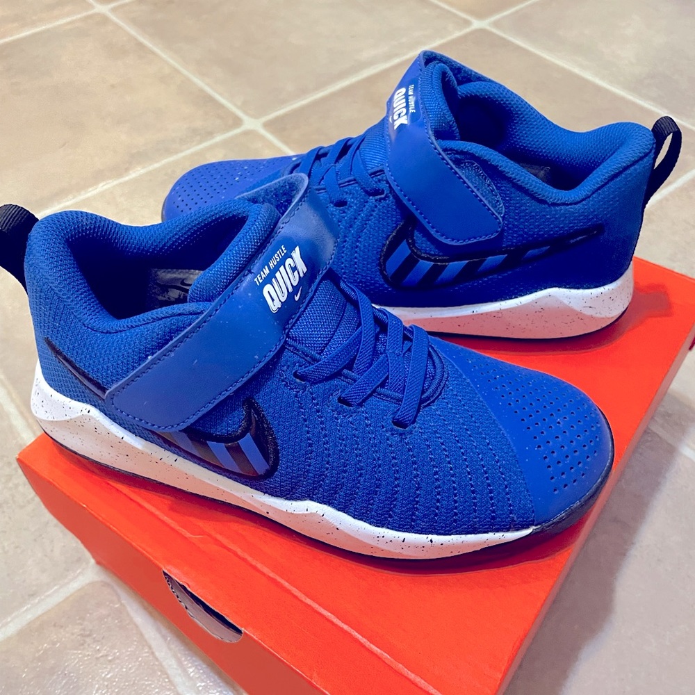 Nike Blue with Velcro-No laces to tie. Size 3 - Brand new w/o tags. Never worn.